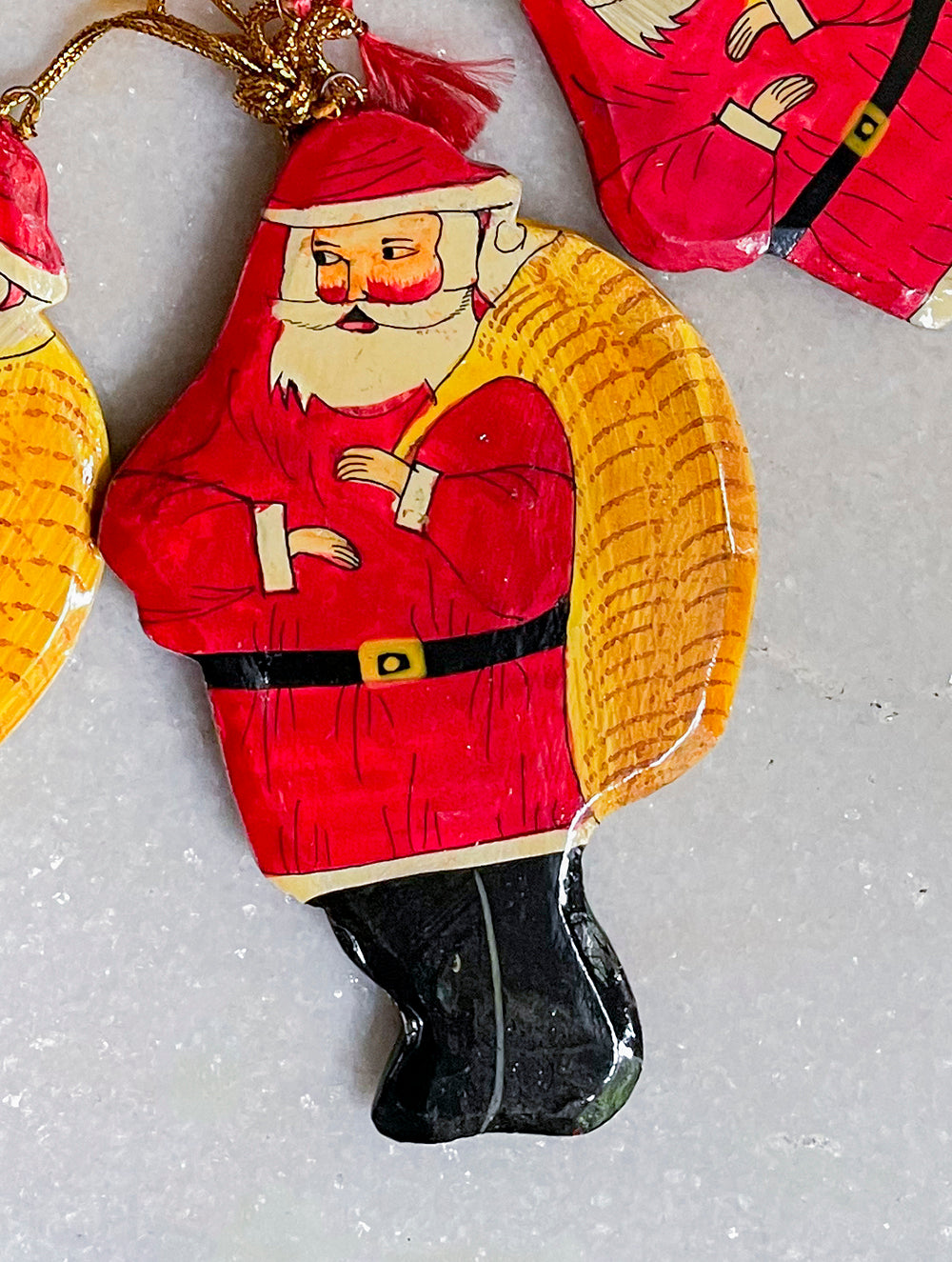 Kashmiri Art Xmas Decorations - Set of 6 (3 Moons, 3 Santa)