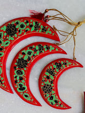 Load image into Gallery viewer, Kashmiri Art Xmas Decorations - Set of 6 (3 stars, 3 moons) 