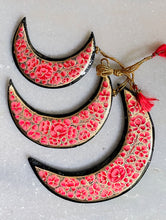 Load image into Gallery viewer, Kashmiri Art Xmas Decorations - Set of 7 (3 Moons, 2 Baubles, 2 Bells)