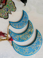 Kashmiri Art Xmas Decorations - Set of 8 (3 Moons, 3 Butterflies, 2 Bells)