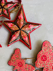 Kashmiri Art Xmas Decorations - Set of 9 (3 Stars, 3 Butterflies, 3 Camels)