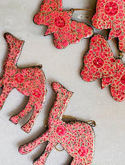 Kashmiri Art Xmas Decorations - Set of 9 (3 Stars, 3 Butterflies, 3 Camels)