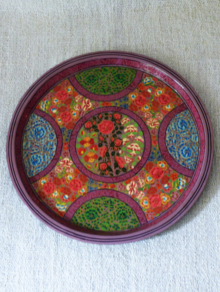Kashmiri Art - Round Tray - The India Craft House 