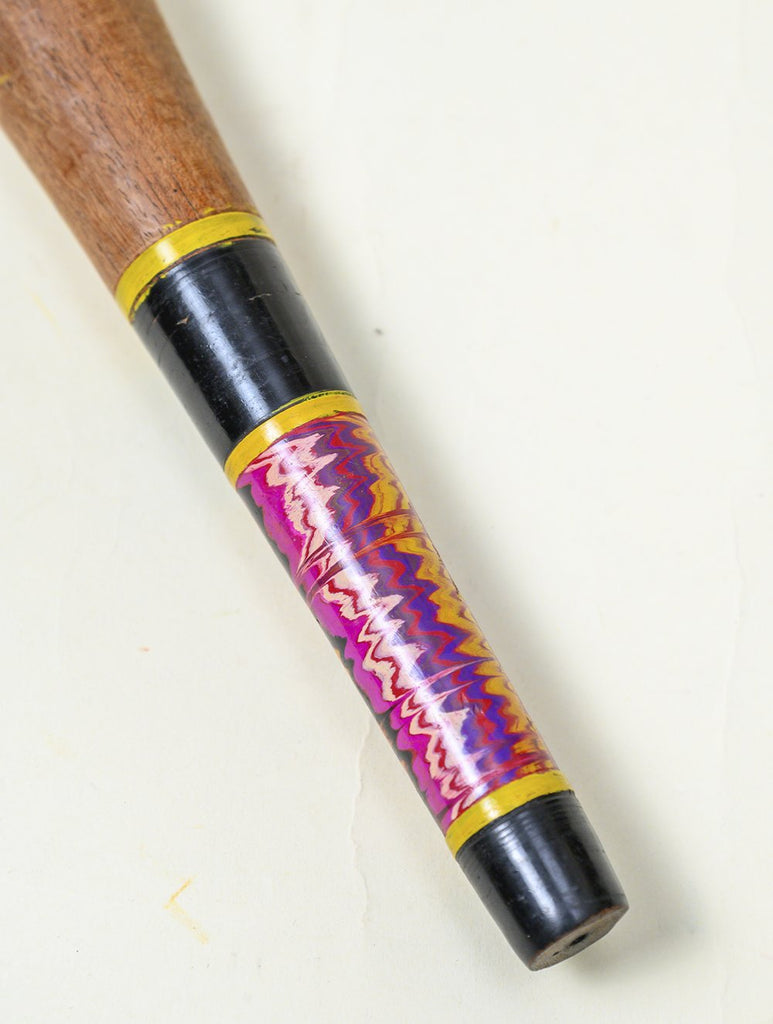 Kutch Lacquer Craft Wooden Rolling Pin (Black & Yellow Striped Belan)