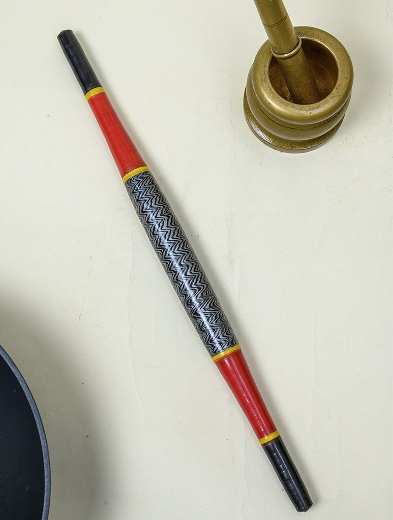 Kutch Lacquer Craft Wooden Rolling Pin (Deep Blue Belan)
