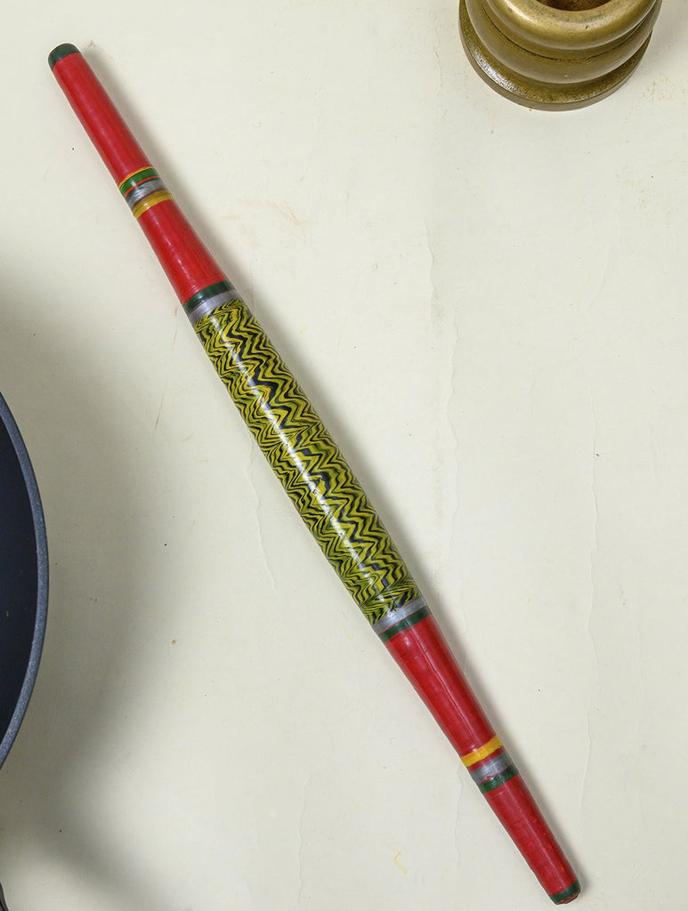 Kutch Lacquer Craft Wooden Rolling Pin (Green Belan)