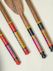 Kutch Lacquer Craft Wooden Spoons & Ladles (Set of 4)