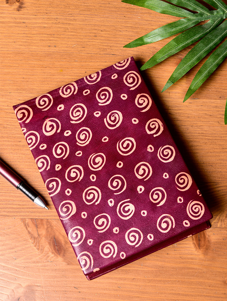 Embossed Leather - Paper Holder, Maroon Concentrics