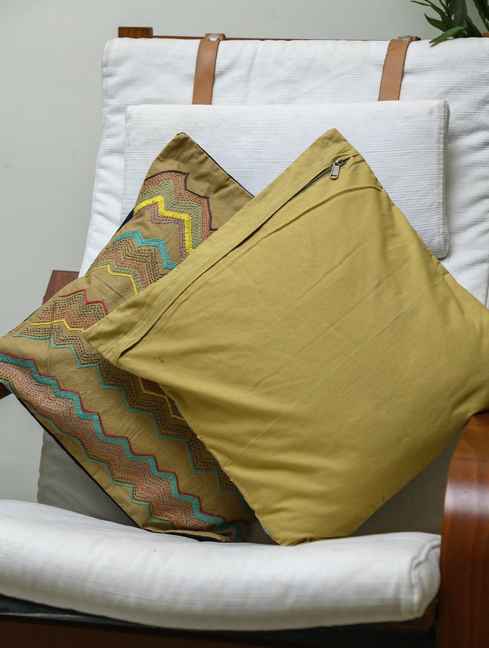 Load image into Gallery viewer, Lambani Tribal Hand Embroidered Cushion Covers - Beige Mist (Set of 2)