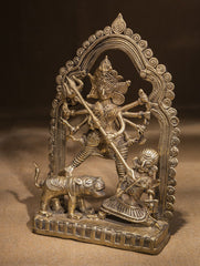 Large Dhokra Craft Curio - Goddess Durga  Victory