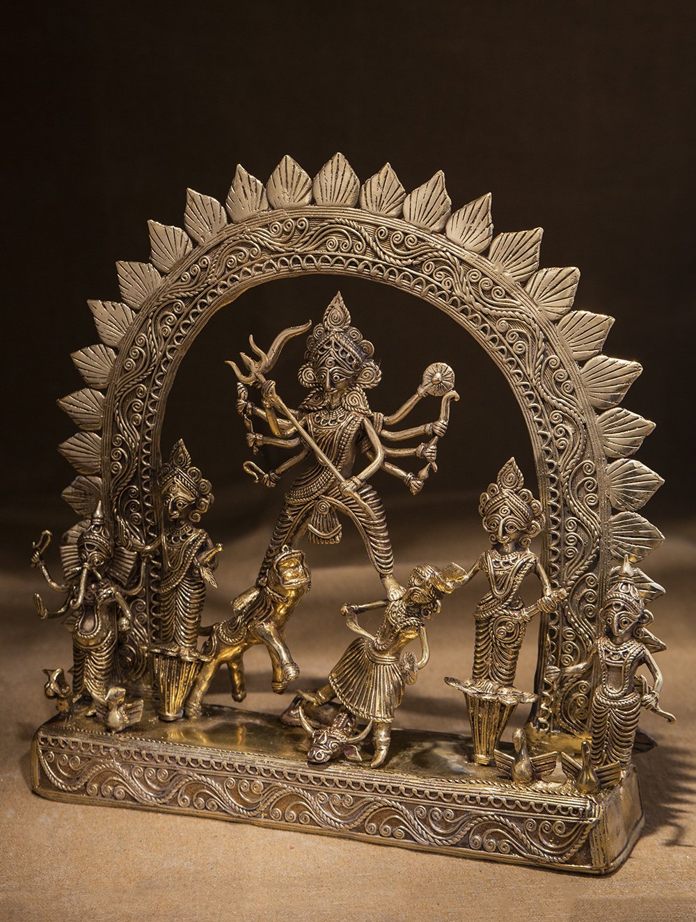 Load image into Gallery viewer, Large Dhokra Craft Curio - Mahishasur Mardini Durga