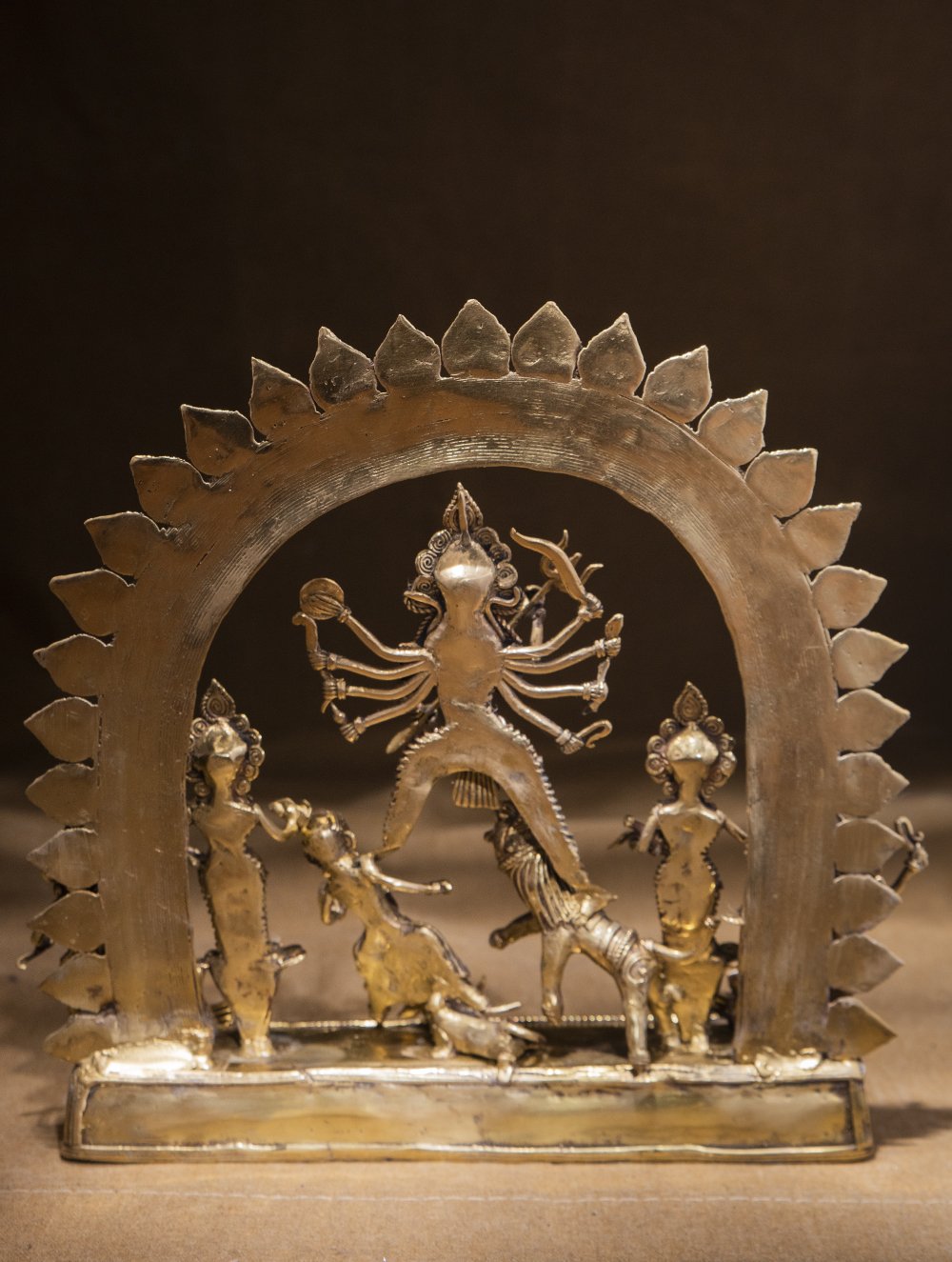 Load image into Gallery viewer, Large Dhokra Craft Curio - Mahishasur Mardini Durga