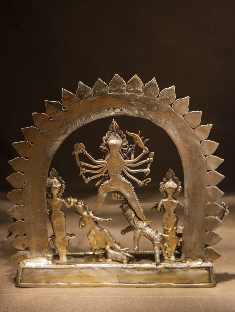 Large Dhokra Craft Curio - Mahishasur Mardini Durga
