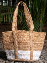 Load image into Gallery viewer, Large Jute &amp; Fabric Multi-Utility Tote Bag
