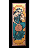 Large Kalighat Art Painting with Mount - Goddess Saraswati (25