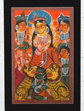 Large Kalighat Painting With Mount - Goddess Durga (25