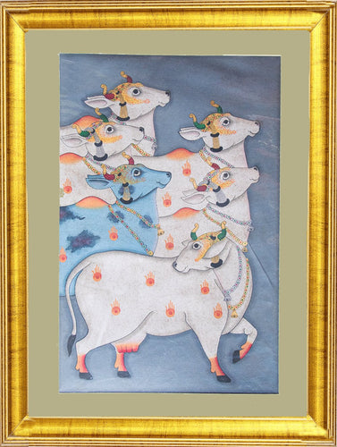 Large Pichwai Painting ❃ Srinathji disguised as a Cow 