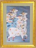 Large Pichwai Painting ❃ Srinathji disguised as a Cow (Framed)