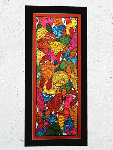 Large Potua Art Painting With Mount - Wedding Of The Birds (30