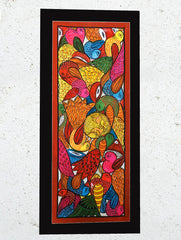 Large Potua Art Painting With Mount - Wedding Of The Birds (30"x14")