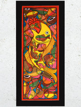 Load image into Gallery viewer, Large Potua Art Painting With Mount - Fish (30&quot;x14&quot;)