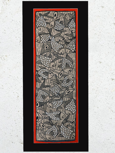 Large Potua Art Painting With Mount - Wedding Of The Fish (25