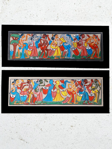 Large Potua Art Painting With Mount (Set of 2) - Wedding Celebrations (10