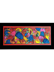 Large Potua Art Painting with Mount - Wedding of the Birds (31" X 14")