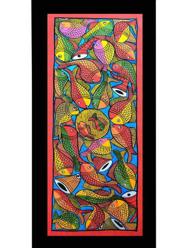 Large Potua Art Painting with Mount - Wedding of the Fish (31