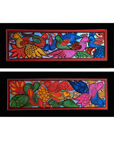 Large Potua Art Painting with Mount (Set of 2) - Wedding of the Birds (25
