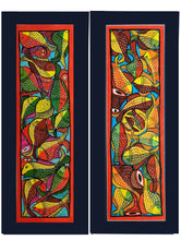 Load image into Gallery viewer, Large Potua Art Painting with Mount (Set of 2) - Wedding of the Fish (25&quot; X 10&quot;)