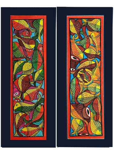Large Potua Art Painting with Mount (Set of 2) - Wedding of the Fish (25