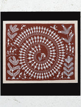 Load image into Gallery viewer, Large Warli Painting With Mount - Traditional Village Dance Ritual (13.5&quot; x16&quot;)