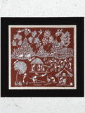 Large Warli Painting With Mount - Village Scene (16