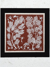 Load image into Gallery viewer, Large Warli Painting With Mount - Village Scene  (16&quot;x15.5&quot;)