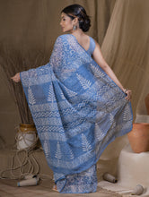 Load image into Gallery viewer, Light &amp; Cool. Bagru Block Printed Kota Doria Saree - Flowers Galore (Without Blouse Piece)