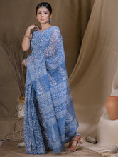 Load image into Gallery viewer, Light &amp; Cool. Bagru Block Printed Kota Doria Saree - Flowers Galore (Without Blouse Piece)