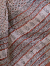 Load image into Gallery viewer, Light &amp; Cool. Bagru Block Printed Kota Doria Saree - Leaf &amp; Posy  (Without Blouse Piece)