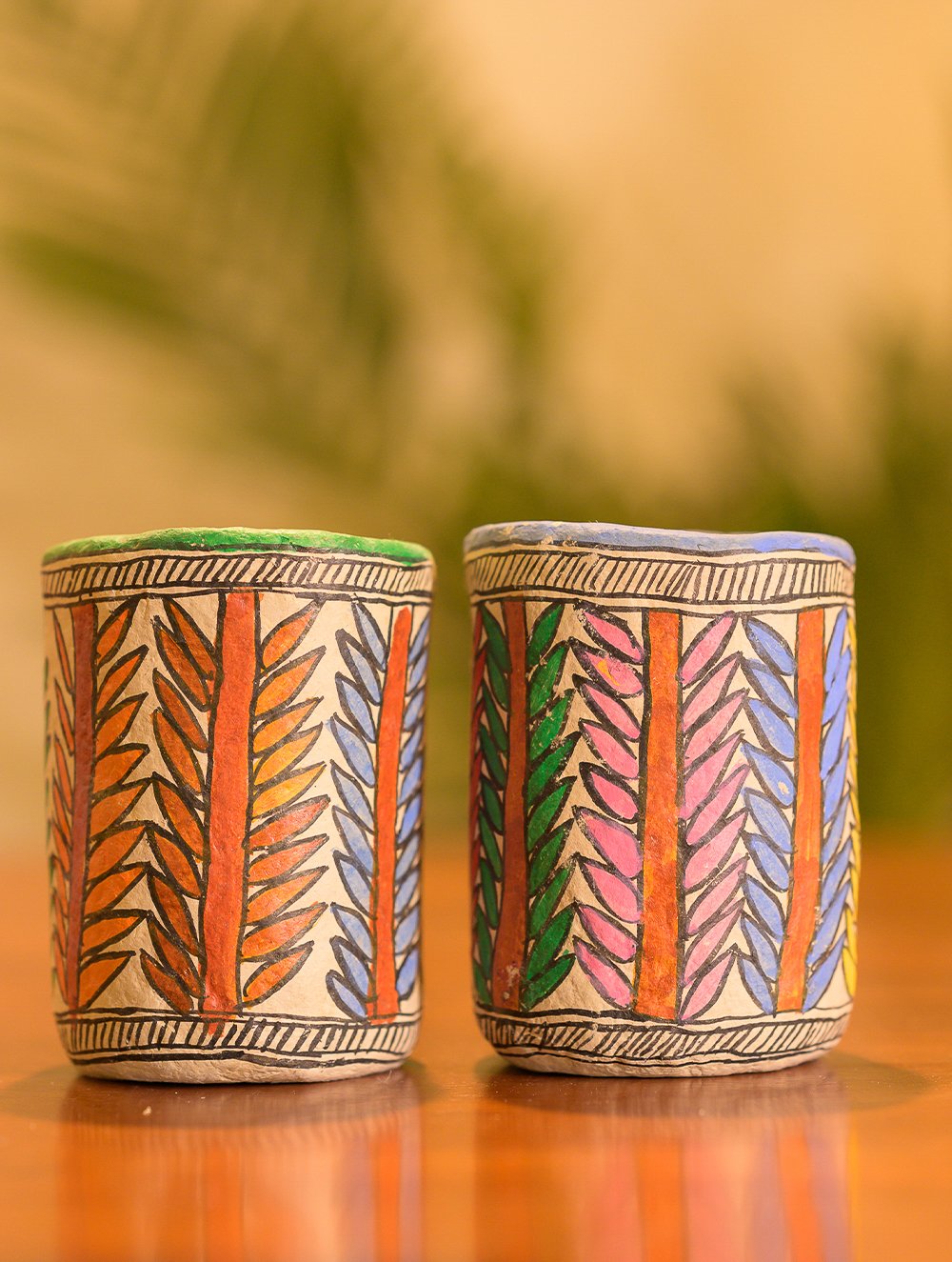 Madhubani Art Papier Mache - Stationery Stands (Set of 2)