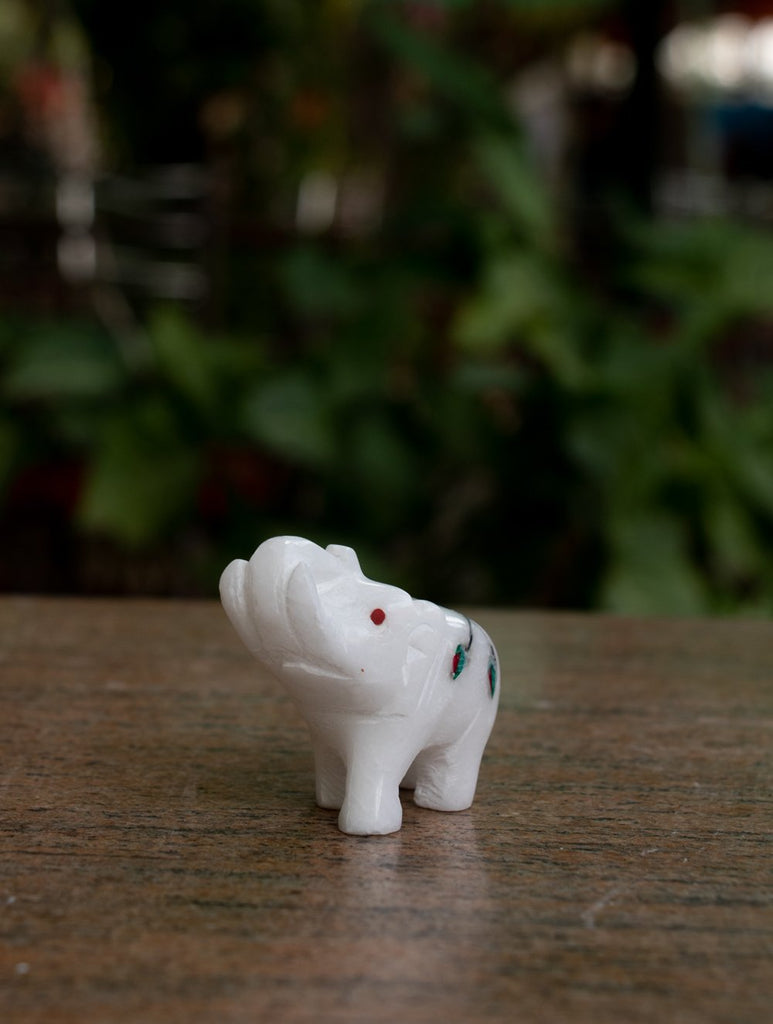 Marble Inlay Curio Elephant Tiny