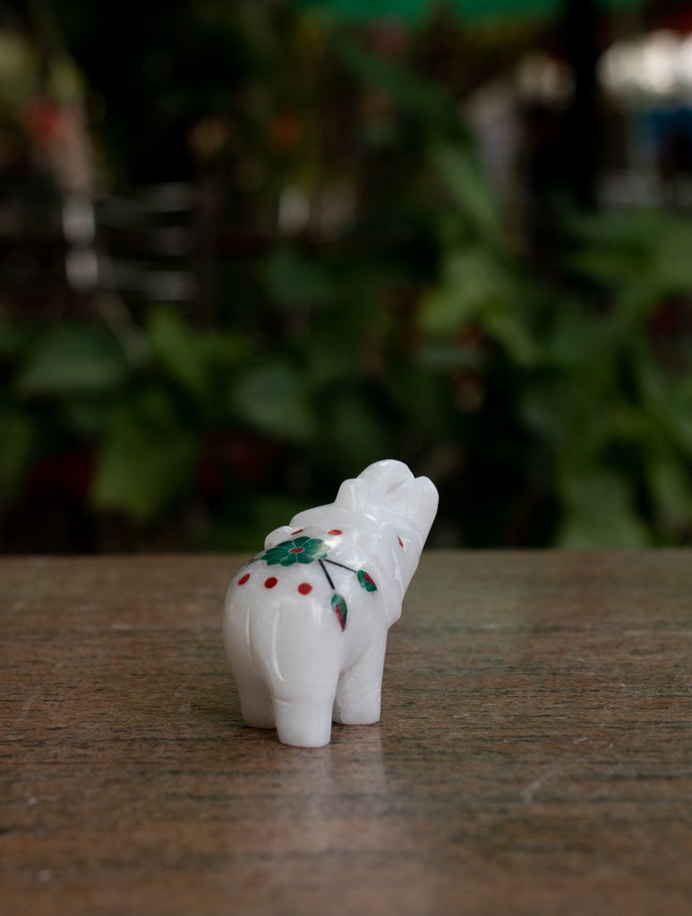 Marble Inlay Curio Elephant Tiny