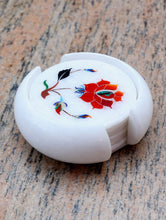 Load image into Gallery viewer, Marble Inlay Round Coaster Set with Holder