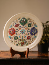 Load image into Gallery viewer, Marble Inlay Round Plate Curio With Stand - Blue Medley