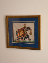 Load image into Gallery viewer, Miniature Art Silk Painting - Elephant, Blue (Framed)