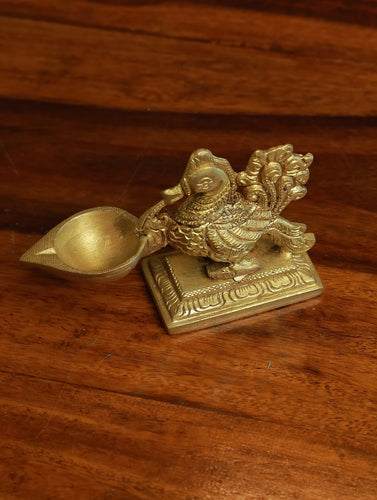 Ornate Brass Parrot Diya