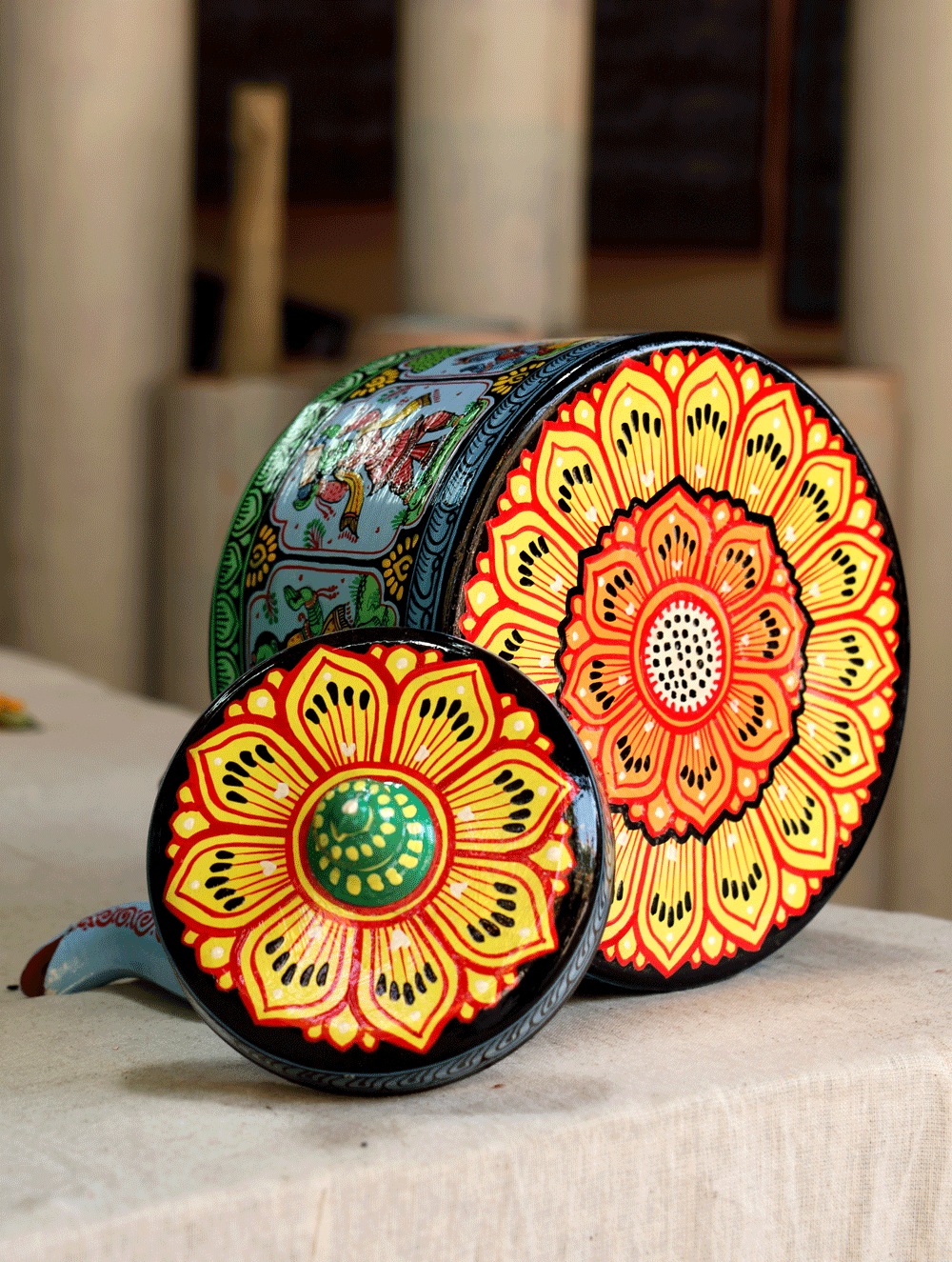 Pattachitra Art - Tin Teapot, Large - The India Craft House 
