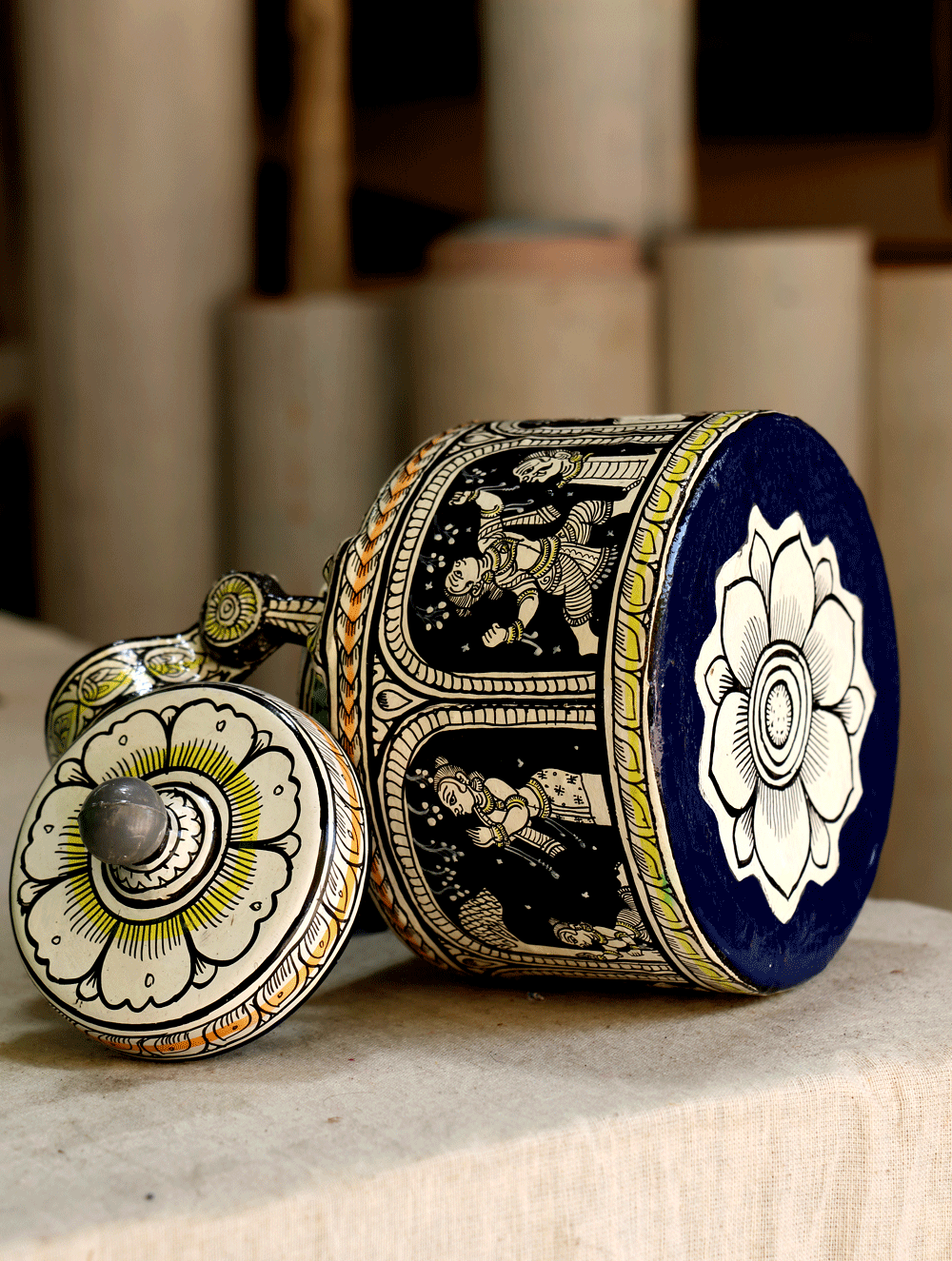 Pattachitra Art - Tin Teapot, Small - The India Craft House 