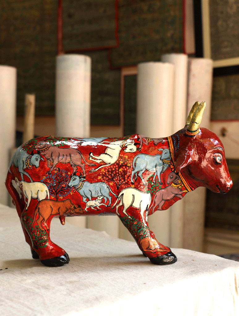 Pattachitra Art  Curio - Cow - The India Craft House 