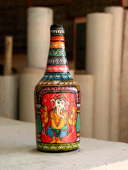 Pattachitra Art  Curio - Glass Bottle - The India Craft House 