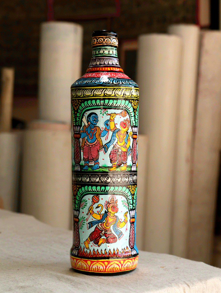 Pattachitra Art  Curio - Glass Bottle - The India Craft House 